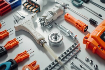 Electricity Works Concept With Tools On White Table