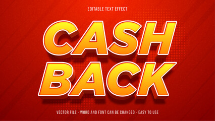 Cash back editable text effect 3d style