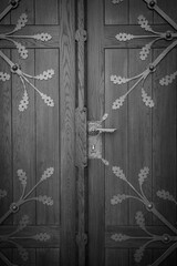 the wooden door of old church