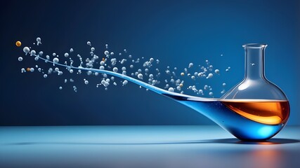 An abstract rendering of a chemistry laboratory tube, set against a sleek blue backdrop, evoking a sense of scientific discovery.