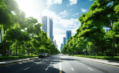 Urban Oasis: Green City Streetscape Harmony