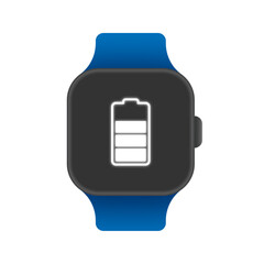 Battery icon on screen smart watch isolated on white background
