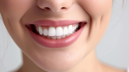 Obraz premium Perfect healthy teeth smile of a woman isolated on a white background.