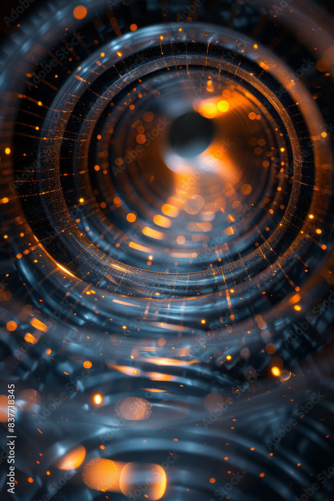 Poster a pixel grid with 3d cubes arranged in concentric circles, creating a sense of depth and motion,