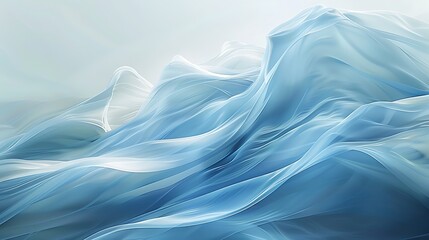 Fototapeta premium Abstract duck egg blue waves flowing in a dreamlike state