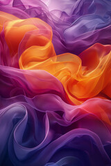 Fototapeta premium Flowing gradient curves in sunset hues, transitioning from deep purples to warm oranges and pinks,