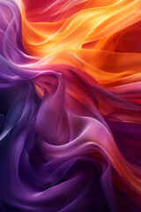 Obraz premium Flowing gradient curves in sunset hues, transitioning from deep purples to warm oranges and pinks,