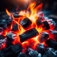 Close Up of Fiery Black Coals