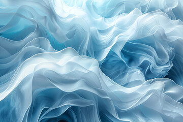 Obraz premium Abstract gradient curves in icy blue and white tones, resembling the movement of glaciers,