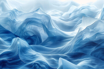 Obraz premium Abstract gradient curves in icy blue and white tones, resembling the movement of glaciers,
