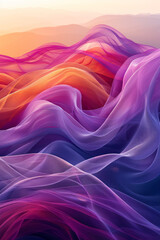 Obraz premium A visual of gradient waves in sunset hues, with curves transitioning smoothly from one color to another,