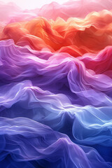 Obraz premium A visual of gradient waves in sunset hues, with curves transitioning smoothly from one color to another,