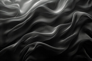 Obraz premium Flowing gradient curves in dark, moody shades of black and gray, creating an abstract nightscape,