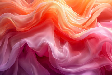 Obraz premium Abstract flowing curves with gradients that blend from pinks to oranges, creating a warm and inviting feel,