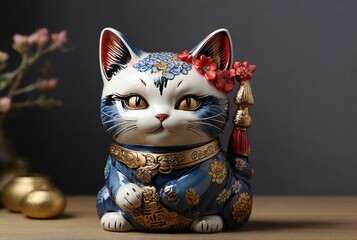 Porcelain colorful japaneese cat