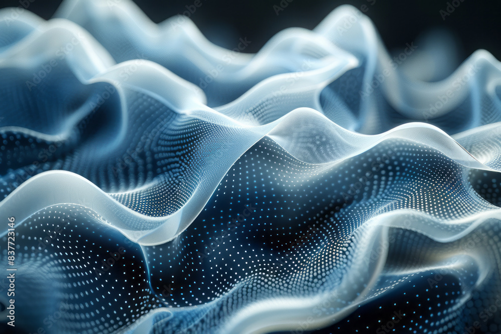 Poster a delicate mesh wave pattern with subtle gradient transitions, creating a calming effect,