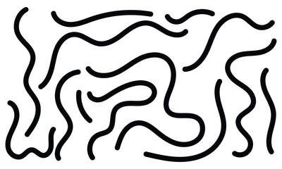 Organic irregular bold lines seamless pattern. Vector wavy strokes ornament. Abstract background with white artboard.	