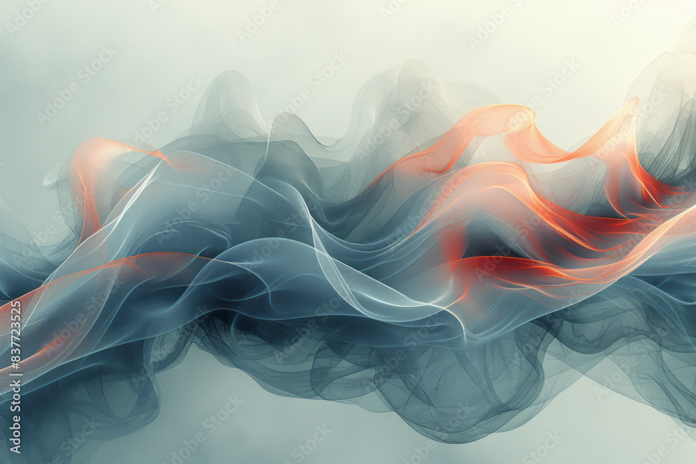 Aufkleber a mesh wave composition with smooth, flowing lines and a soft, misty color palette,