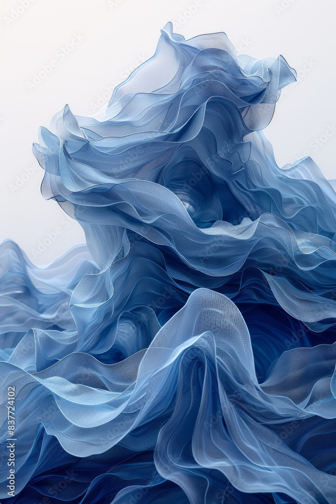 Poster a mesh wave composition with smooth, flowing lines and a soft, watercolor texture,