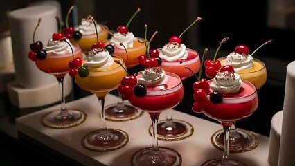Glasses for cocktail with cherry berries