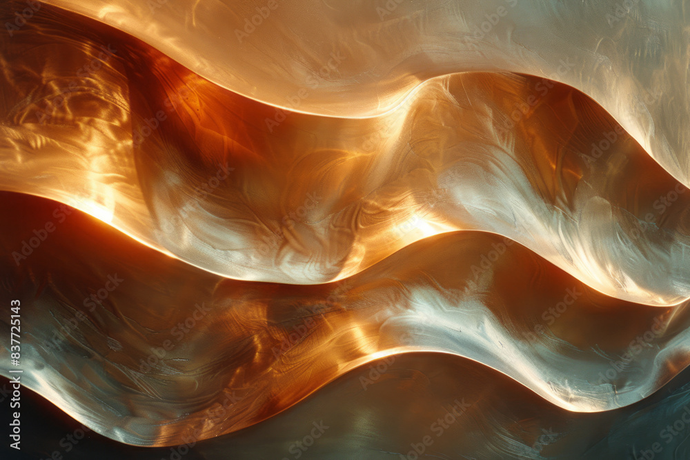 Poster Abstract parallel lines creating wave patterns, with a subtle gradient of warm yellows and golds,