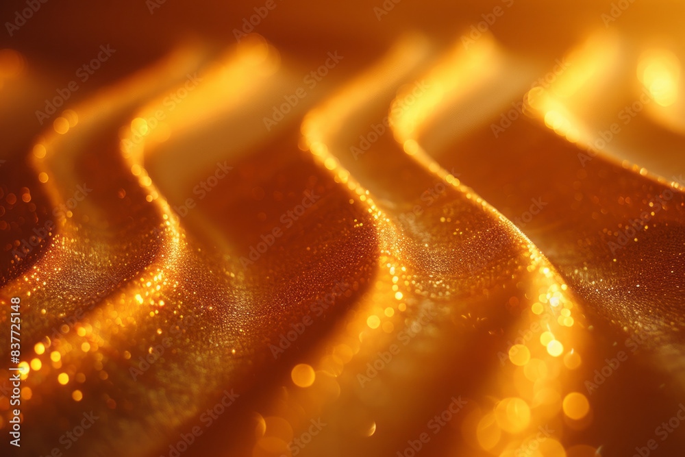 Fototapete abstract parallel lines creating wave patterns, with a subtle gradient of warm yellows and golds,
