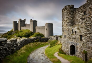 A view of Harlech Castle in North Wales