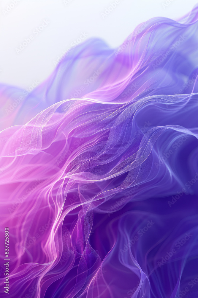 Poster An abstract pattern of parallel lines forming gentle waves, with a gradient blending from violet to lavender,