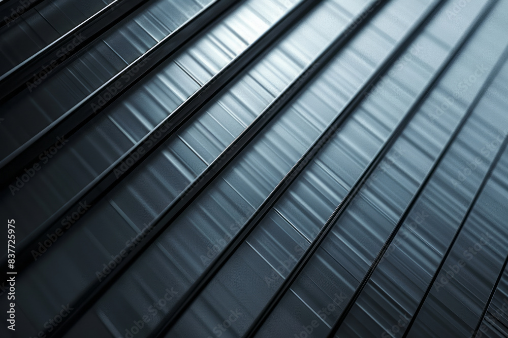 Leinwandbilder A minimalist pattern of parallel lines forming gentle waves, with a gradient from silver to slate grey,