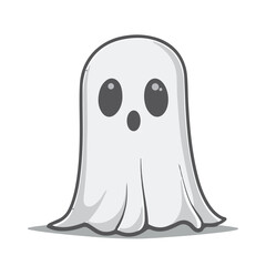 Cute ghost logo icon, black vector illustration on white background