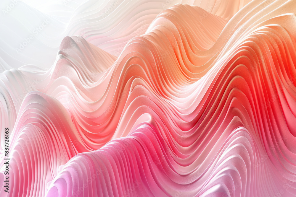 Aufkleber An abstract pattern of parallel lines forming waves, with a gradient blending from rose pink to soft peach,
