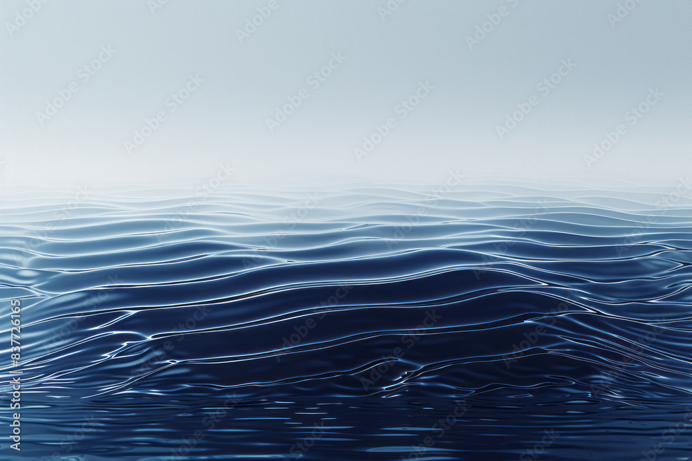 Leinwandbilder waves of parallel lines in a monochromatic blue scheme, with a gradient transitioning from navy to s