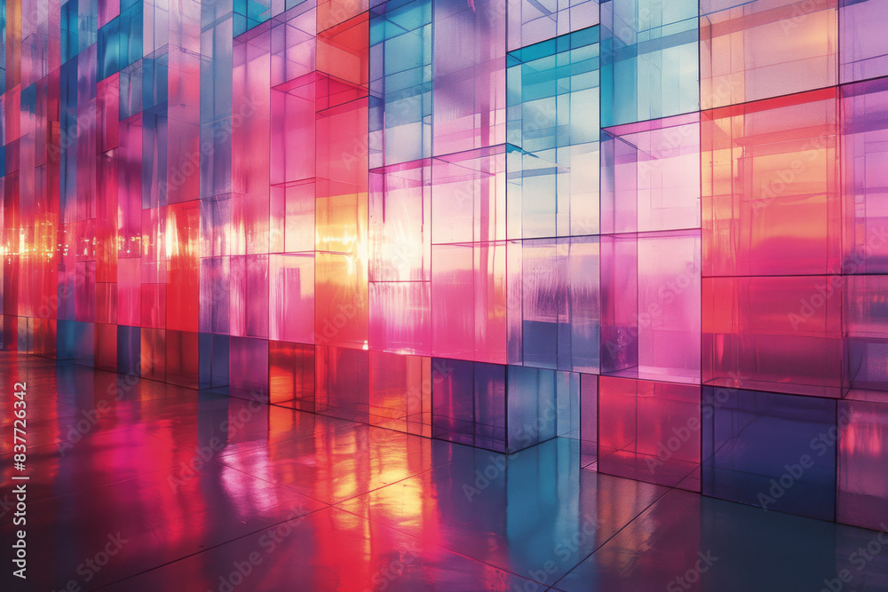 Leinwandbilder a composition of stacked gradient rectangles reflecting each other, with shades transitioning from b