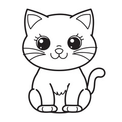 Cute simple cat icon design, black vector illustration on white background