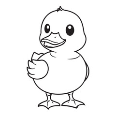 Cute simple duck icon design, black vector illustration on white background