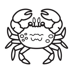 Cute simple crab icon design, black vector illustration on white background