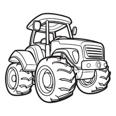 Simple tractor icon design, black vector illustration on white background