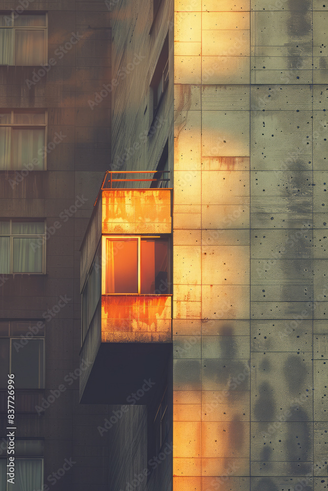 Aufkleber A composition of gradient rectangles in earth tones, transitioning from brown to beige, layered to reflect each other,