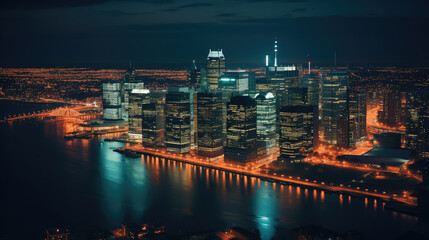 Fototapeta premium Illuminated City Skyline at Night