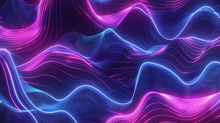 Fototapeta premium Glowing Neon Lights in Abstract Wavey Line Art - Modern Design Concept