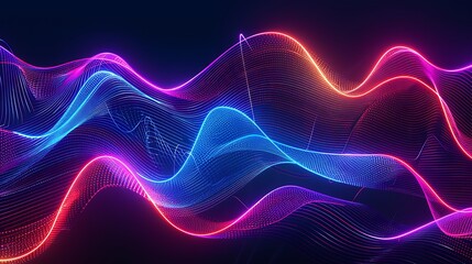 Obraz premium Futuristic Neon Lights in Abstract Wave Art, Contemporary Digital Design