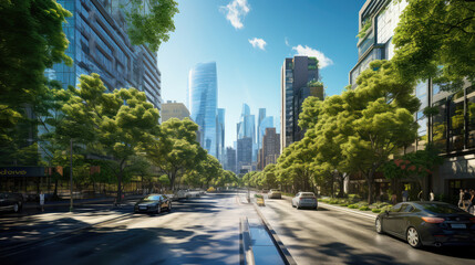 Modern City Street on a Sunny Day