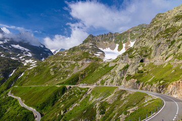 Landscape near Sustenpass with high alpine road, Innertkirchen - Gadmen, Switzerland