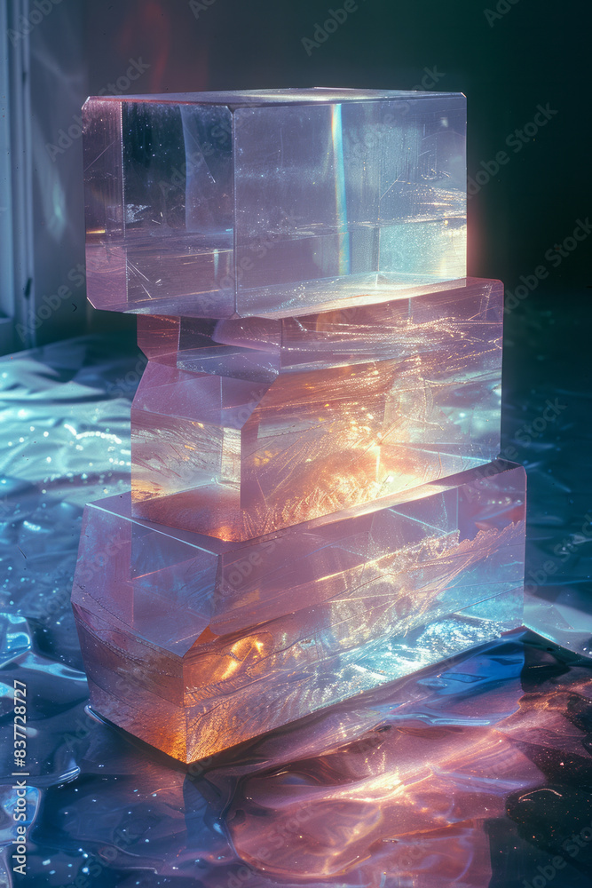 Aufkleber stacked gradient rectangles transitioning from light blue to aquamarine, forming layered reflections