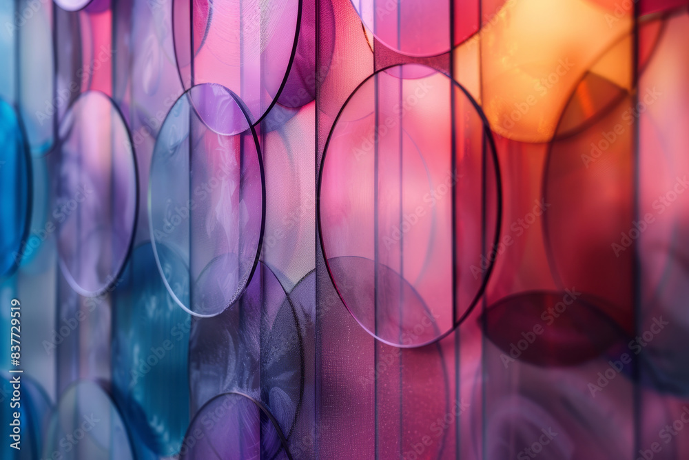 Fototapete Abstract gradient glass circles with a gradient from violet to magenta, reflecting each other softly,