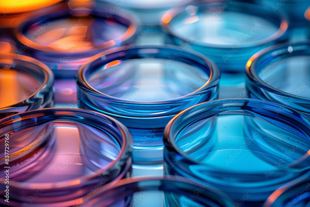 Aufkleber gradient glass circles transitioning from deep blue to aqua, reflecting softly against each other,