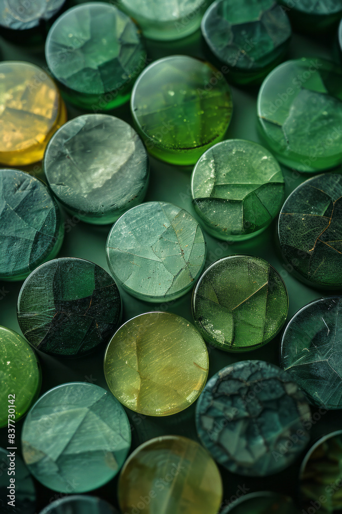 Aufkleber gradient glass circles in shades of green, transitioning from lime to forest green, creating harmoni