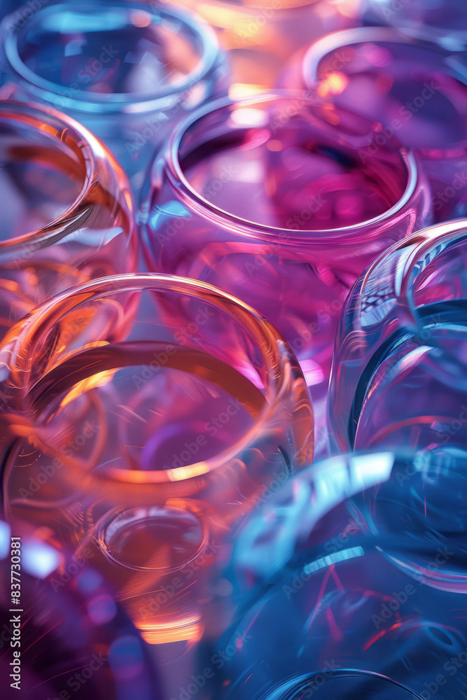 Aufkleber Abstract gradient circles made of glass, with a gradient from purple to magenta, creating harmonious reflections,
