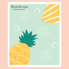 Brochure concept of summer fruit pineapple in abstract style, cover template for brochure, flyer, and poster use