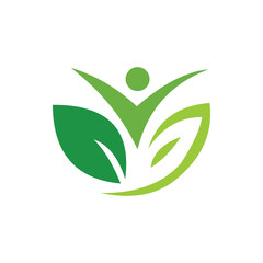 The leaf and tick logo design forms a person